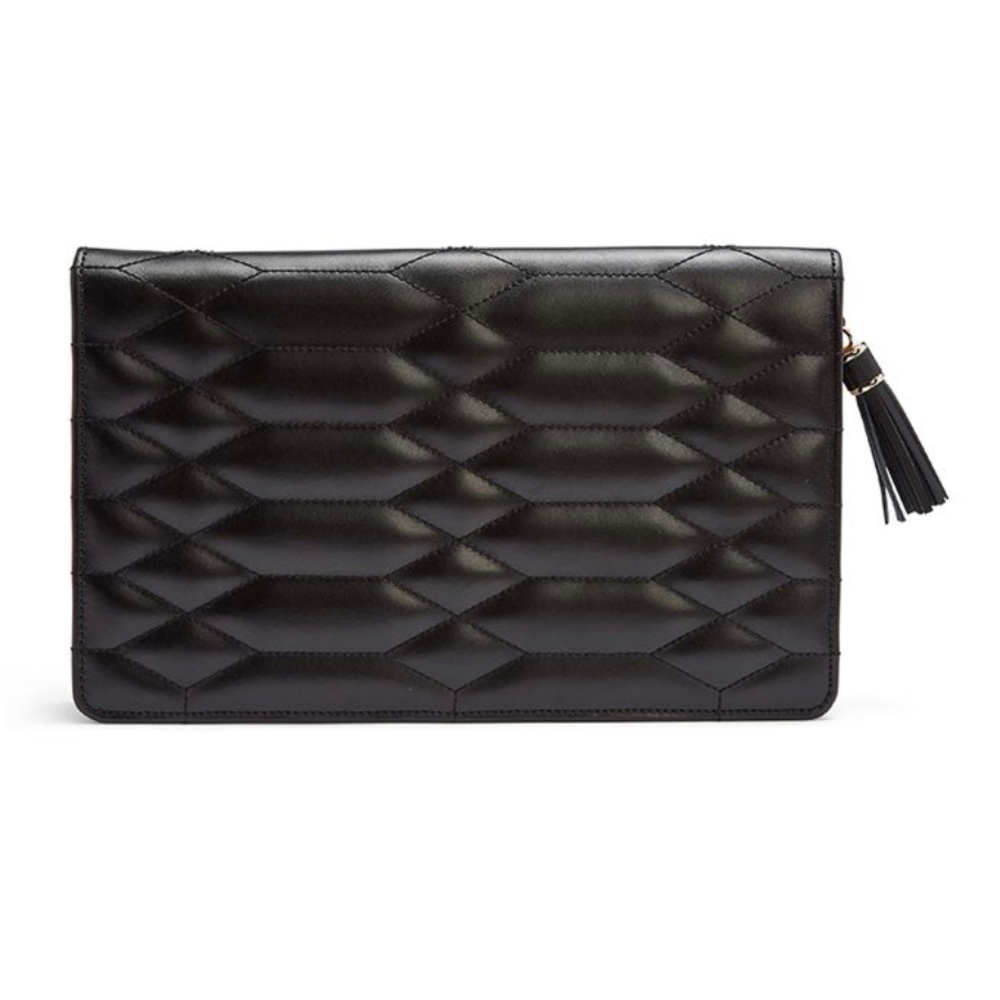WOLF Caroline Black Quilted Jewelry Portfolio Travel Case